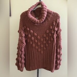 Pol NWT Sweater Brown Turtleneck Cable Knit Fits Small - Large